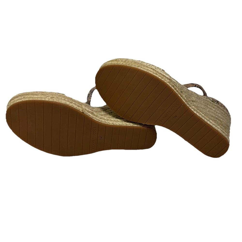 KENNETH COLE Olivia T Strap Sandals Wedge Snakeskin Vegan‎ Espadrille 9 - Picture 7 of 10